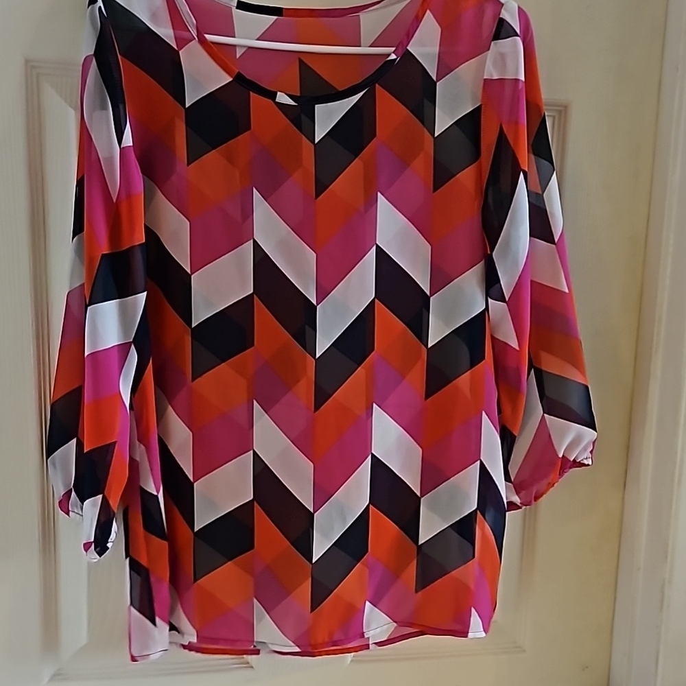 Sheer fun print colorful top